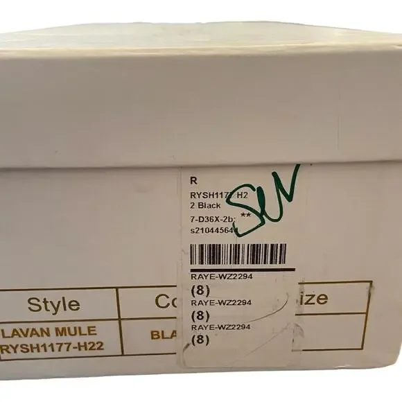 Raye Lavan Leather Heels Mule Crystal Embellishments Square Toe Black Size 8 - Picture 13 of 13